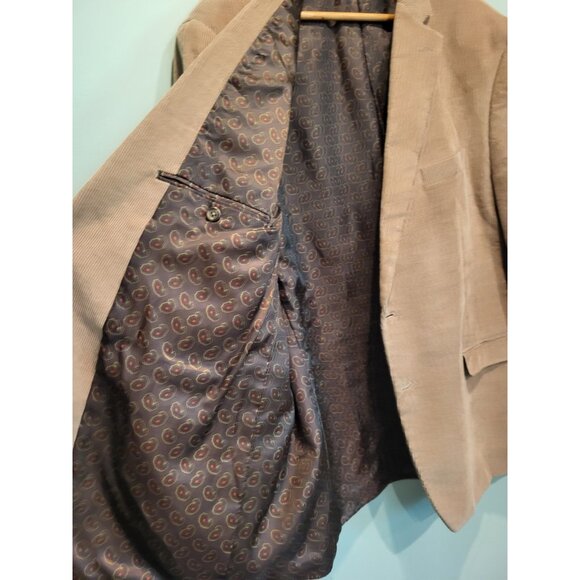 Mens Chaps Beige Corduroy Elbow Patch 2 Button Sportcoat Blazer Sz 48r - Picture 5 of 9